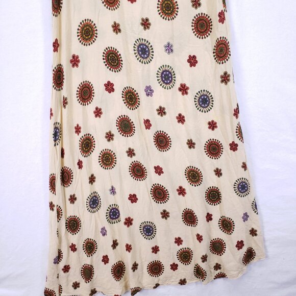 Fanda Beige Colorful Floral Print Relaxed Boho  Moo Moo Dress XL - Picture 14 of 14